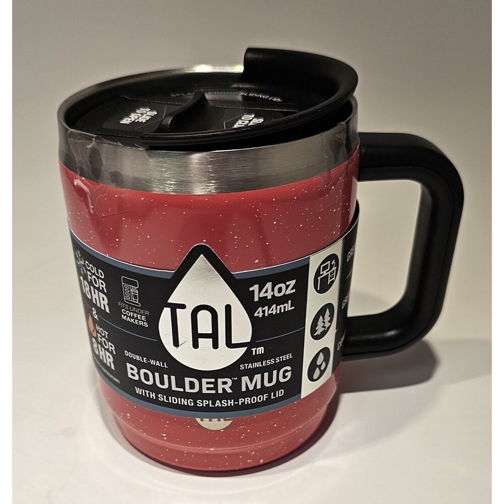 TAL 14oz Stainless Steel Boulder Coffee Mug Bright Pink Double-Walled SpillProof